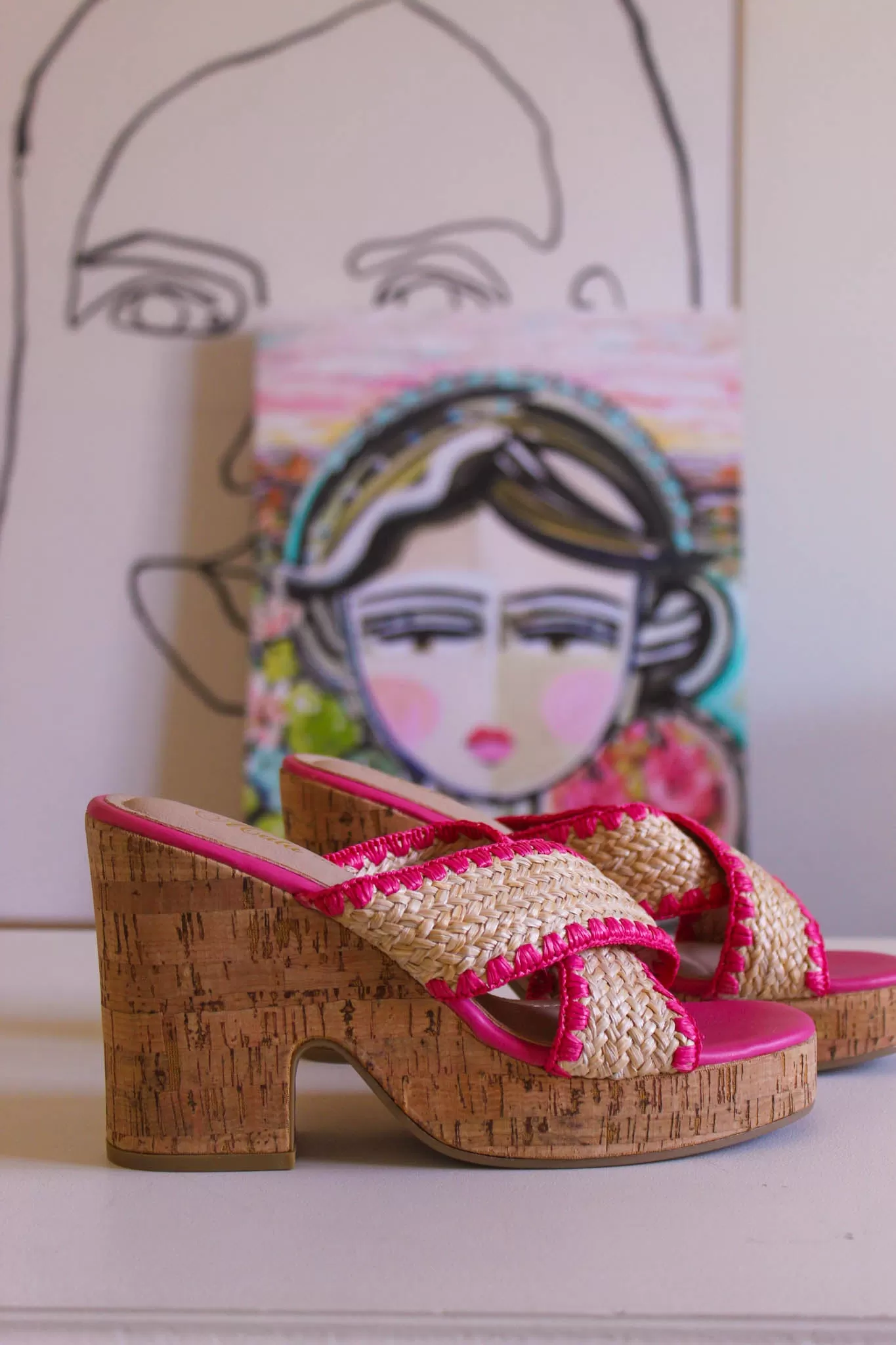 Life of the Party Cork Heel - Pink/Natural