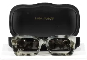 Linda Farrow Nieve Rectangular Sunglasses In Black And Grey Tortoiseshell in case