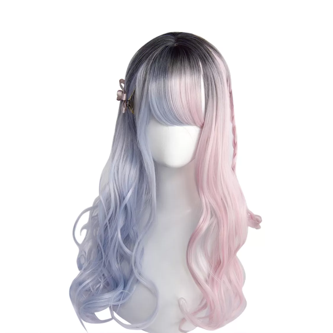 LOLITA PINK BLUE MEDIUM LONG CURLY WIG BY31061