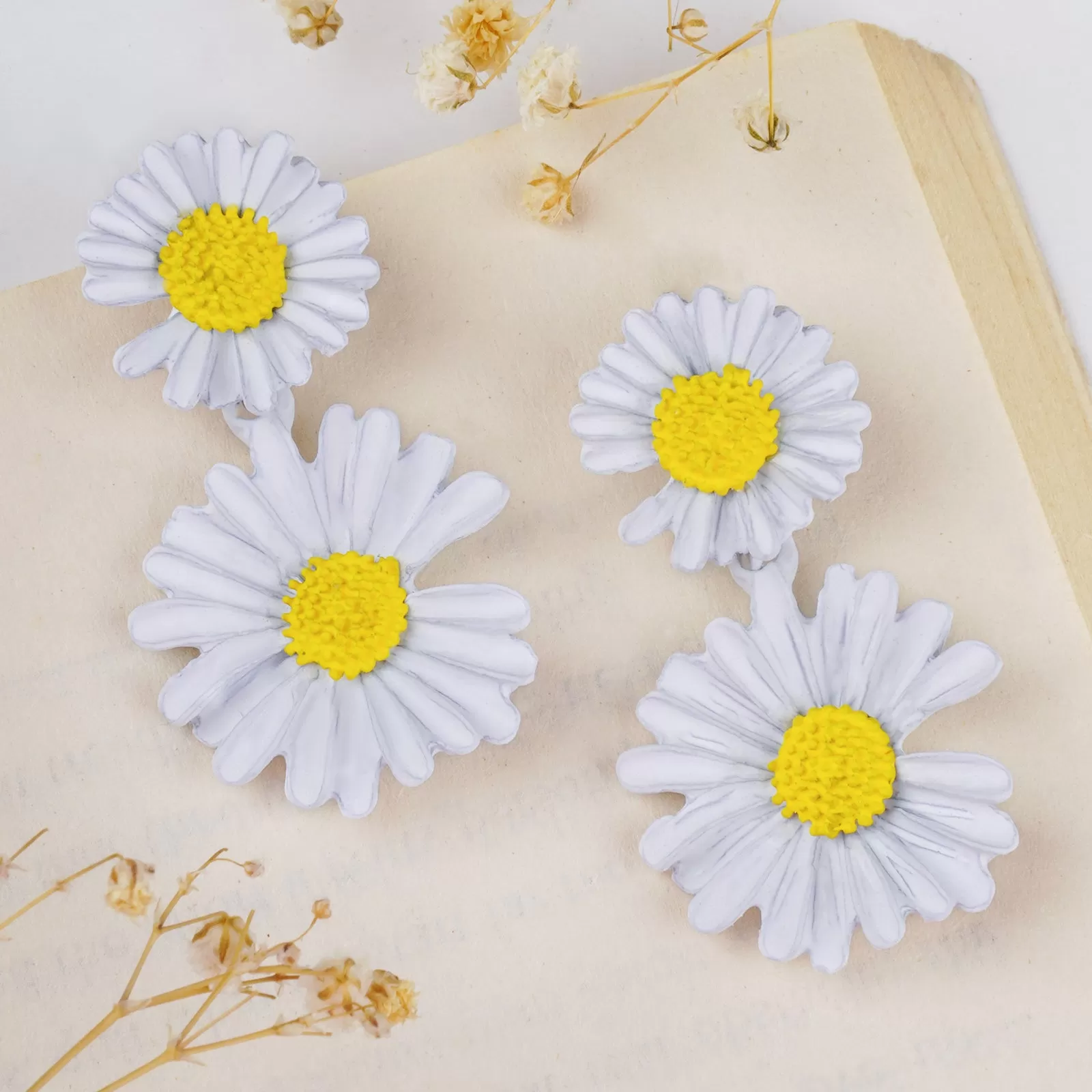 Maci White Petal Floral Earrings