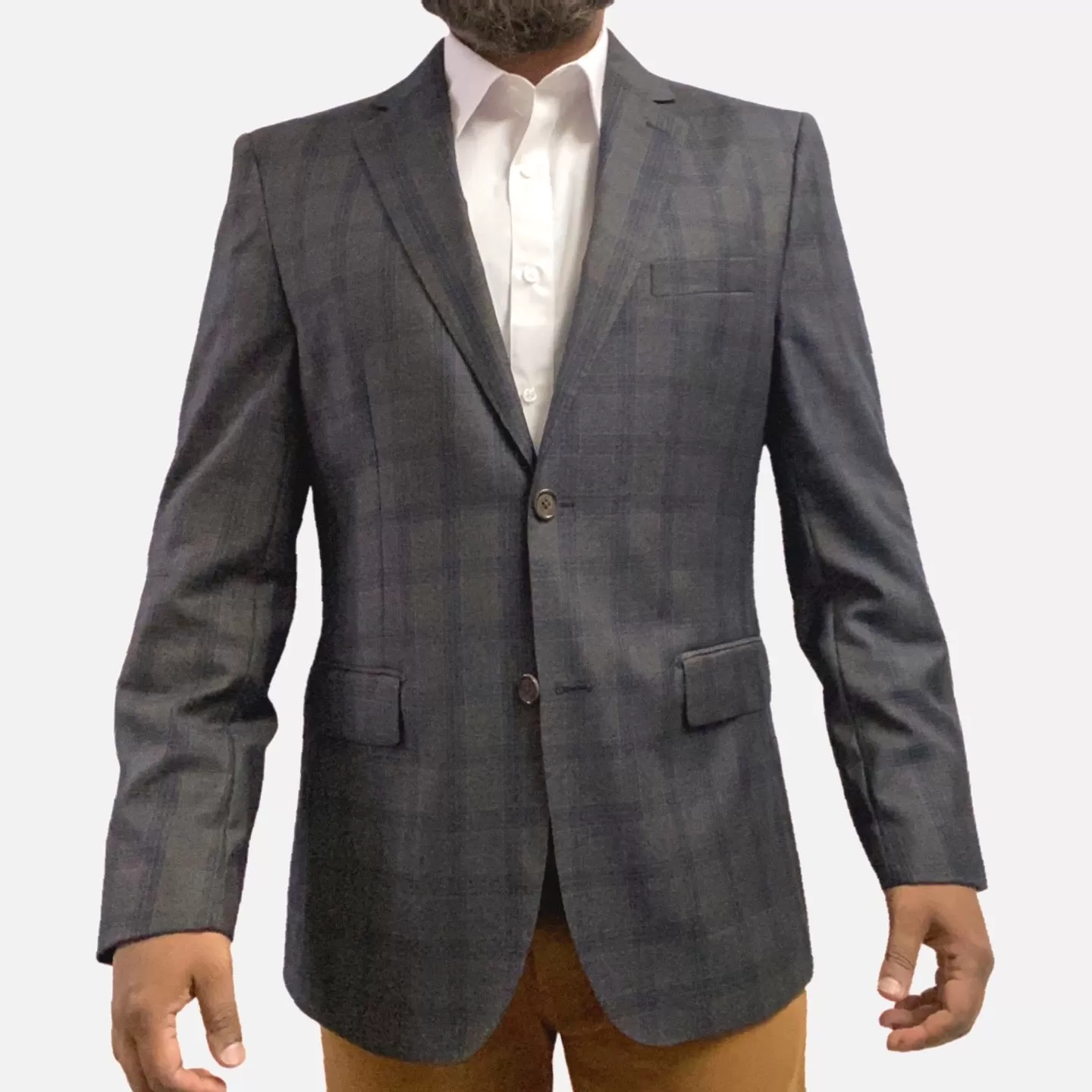 Mens Plaid Wool and silk Blend Blazer | 42R | Modern Fit