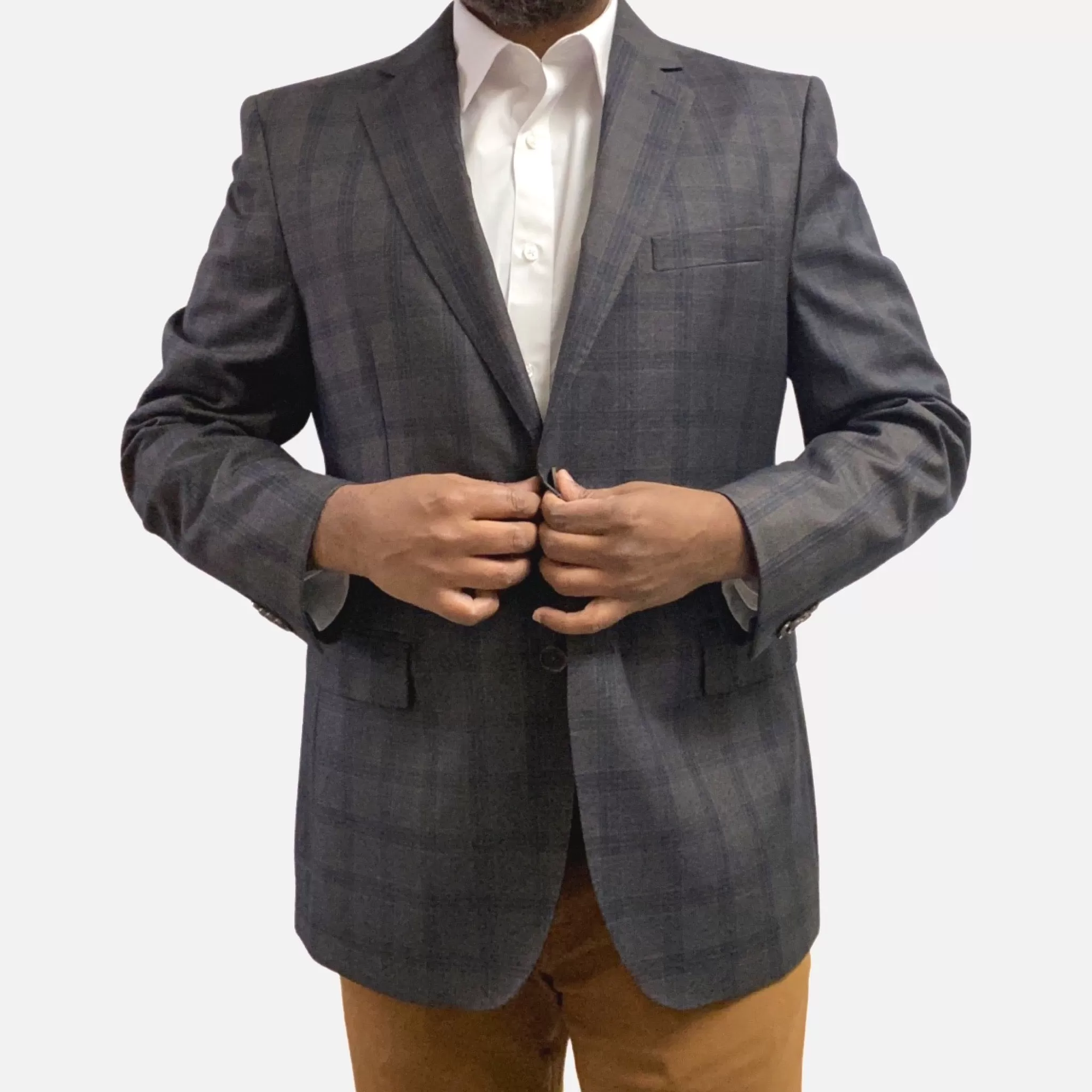 Mens Plaid Wool and silk Blend Blazer | 42R | Modern Fit