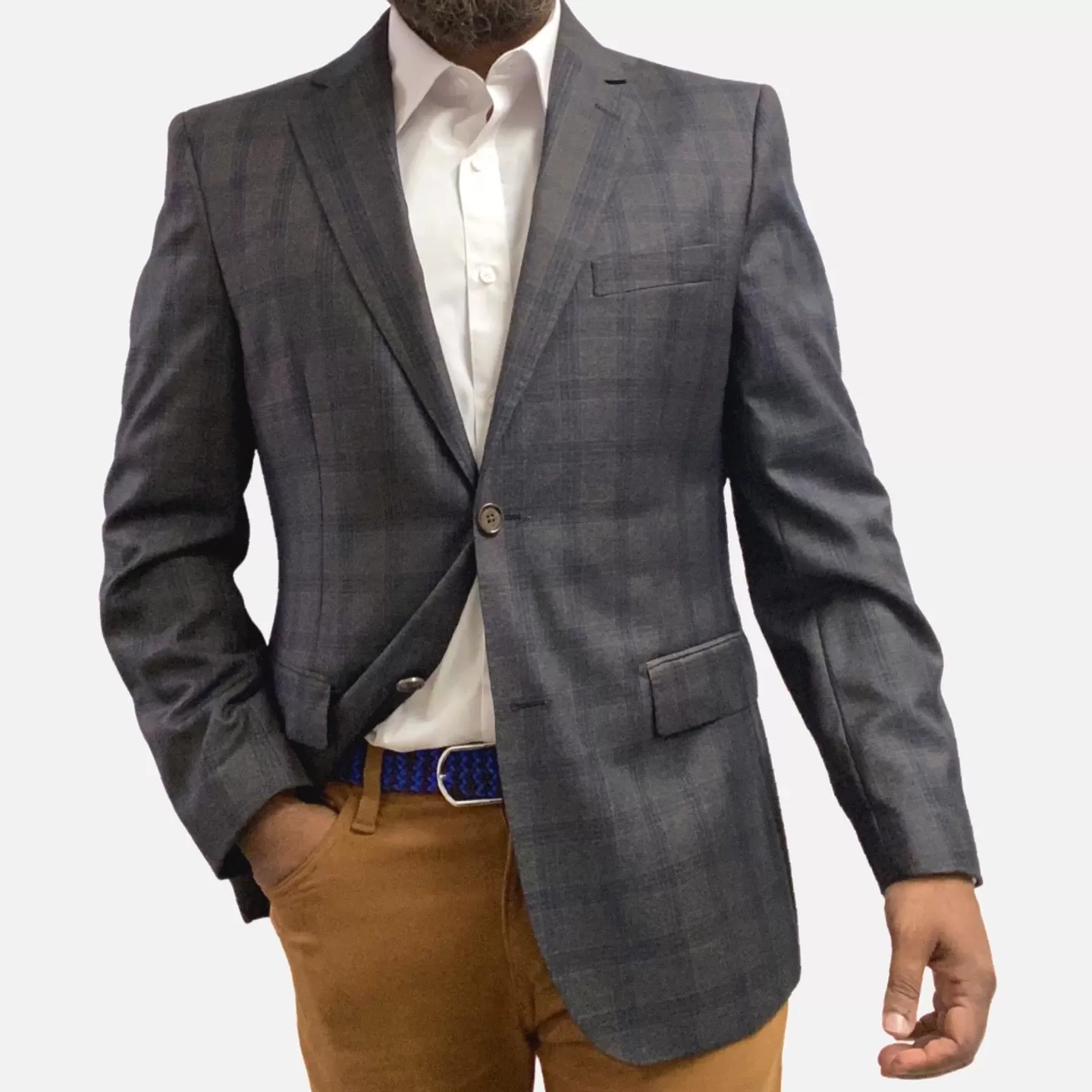 Mens Plaid Wool and silk Blend Blazer | 42R | Modern Fit