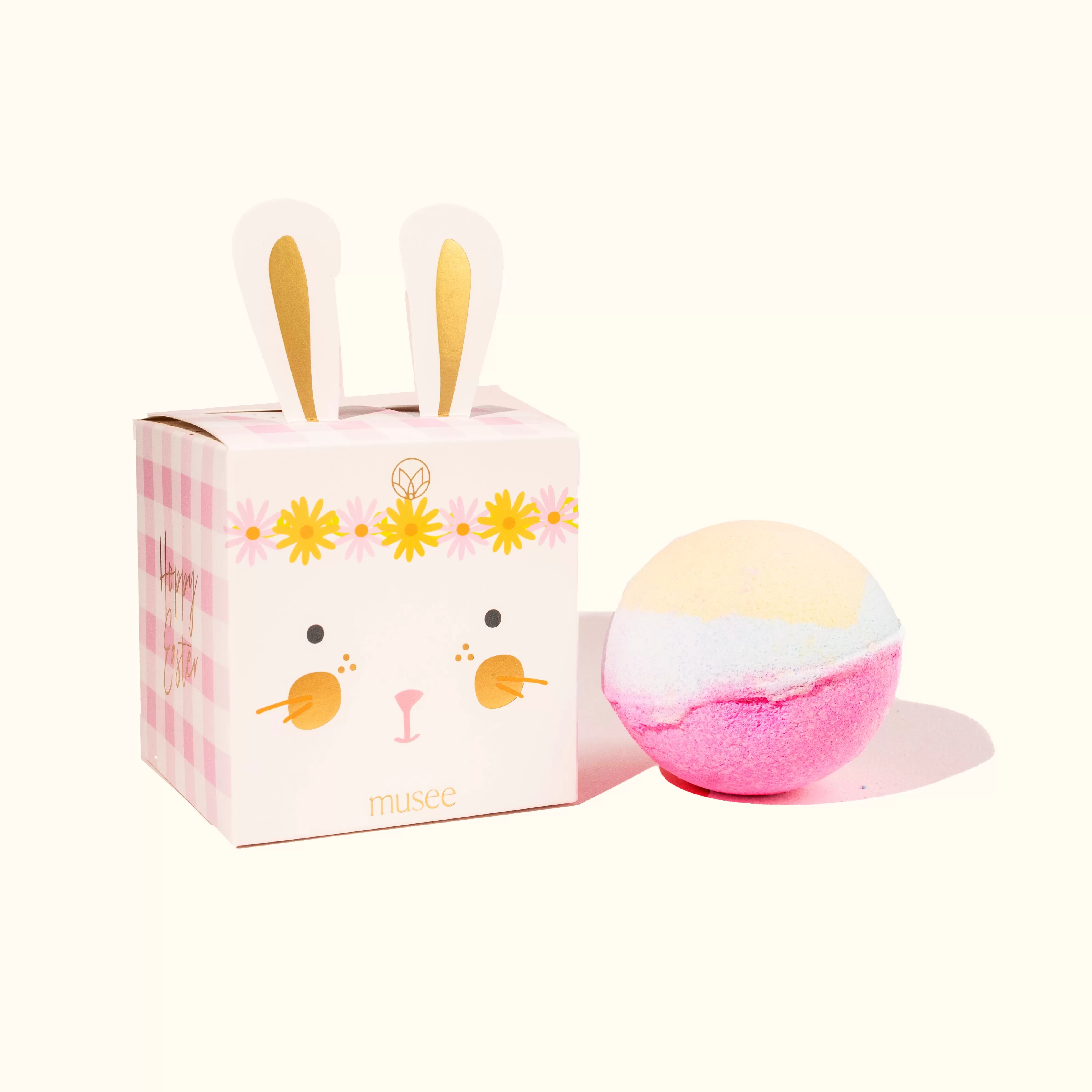 Musee Easter Boxed Bath Balm - Pink Bunny Gingham