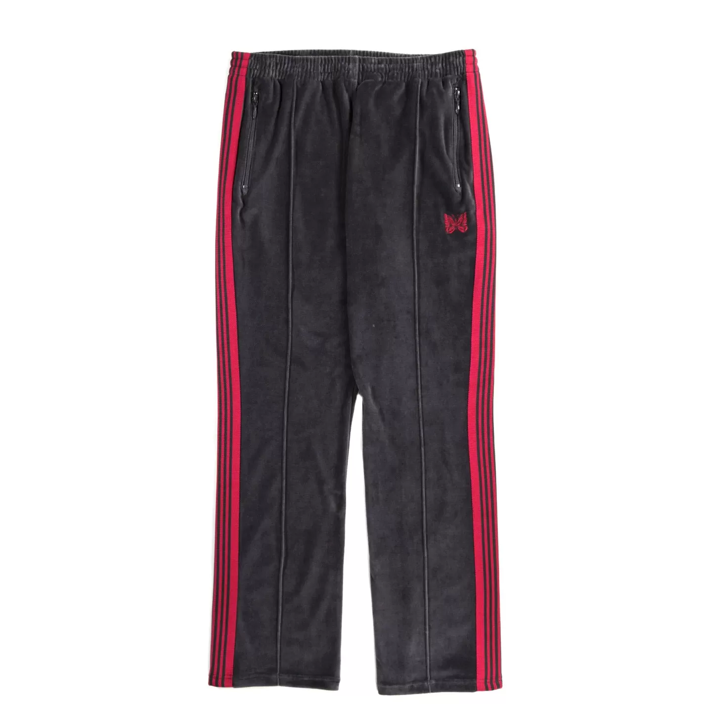 NEEDLES NARROW TRACK PANT VELOUR CHARCOAL