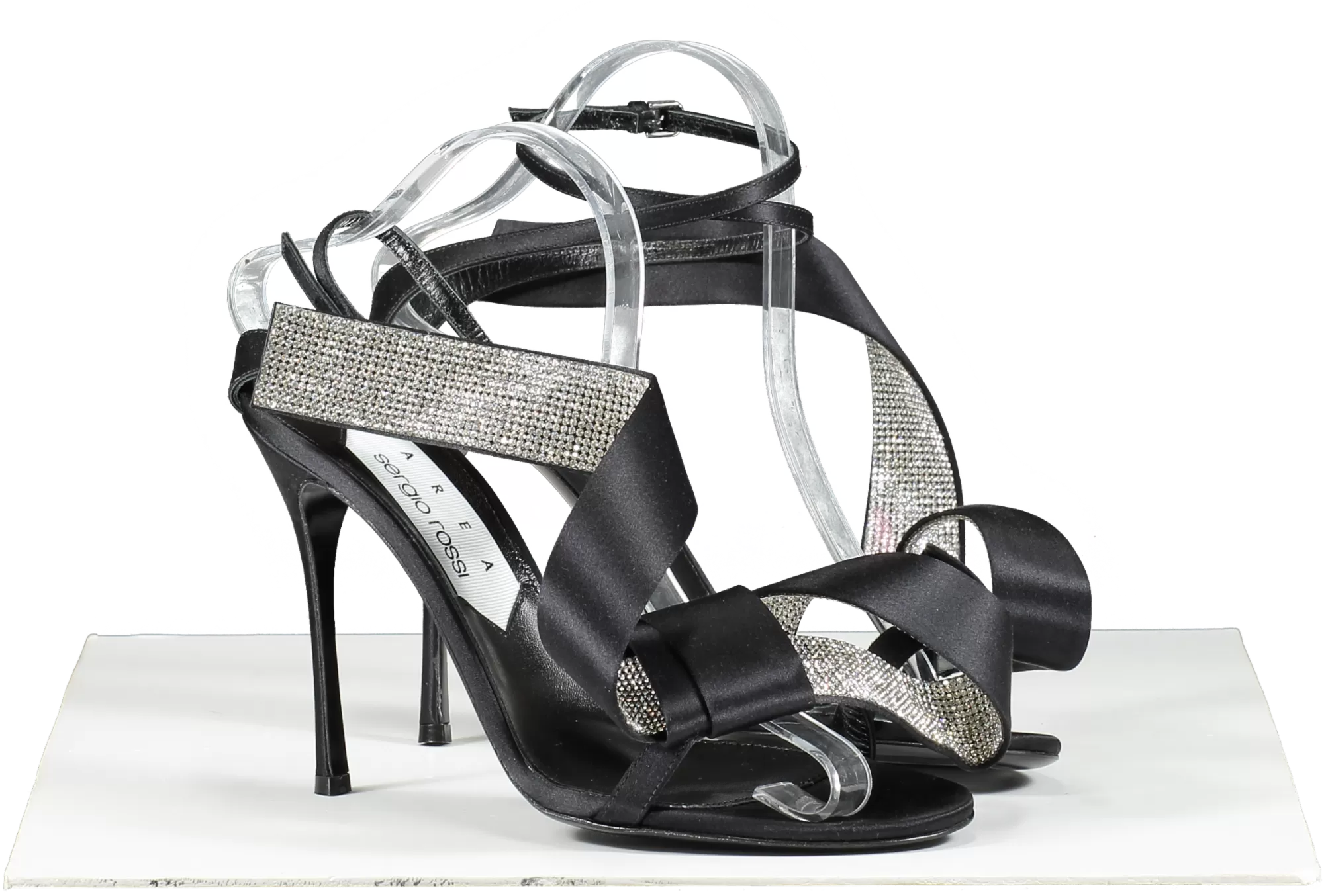 Sergio Rossi X Area Black Marquise Crystal-embellished Sandals UK 6 EU 39 👠