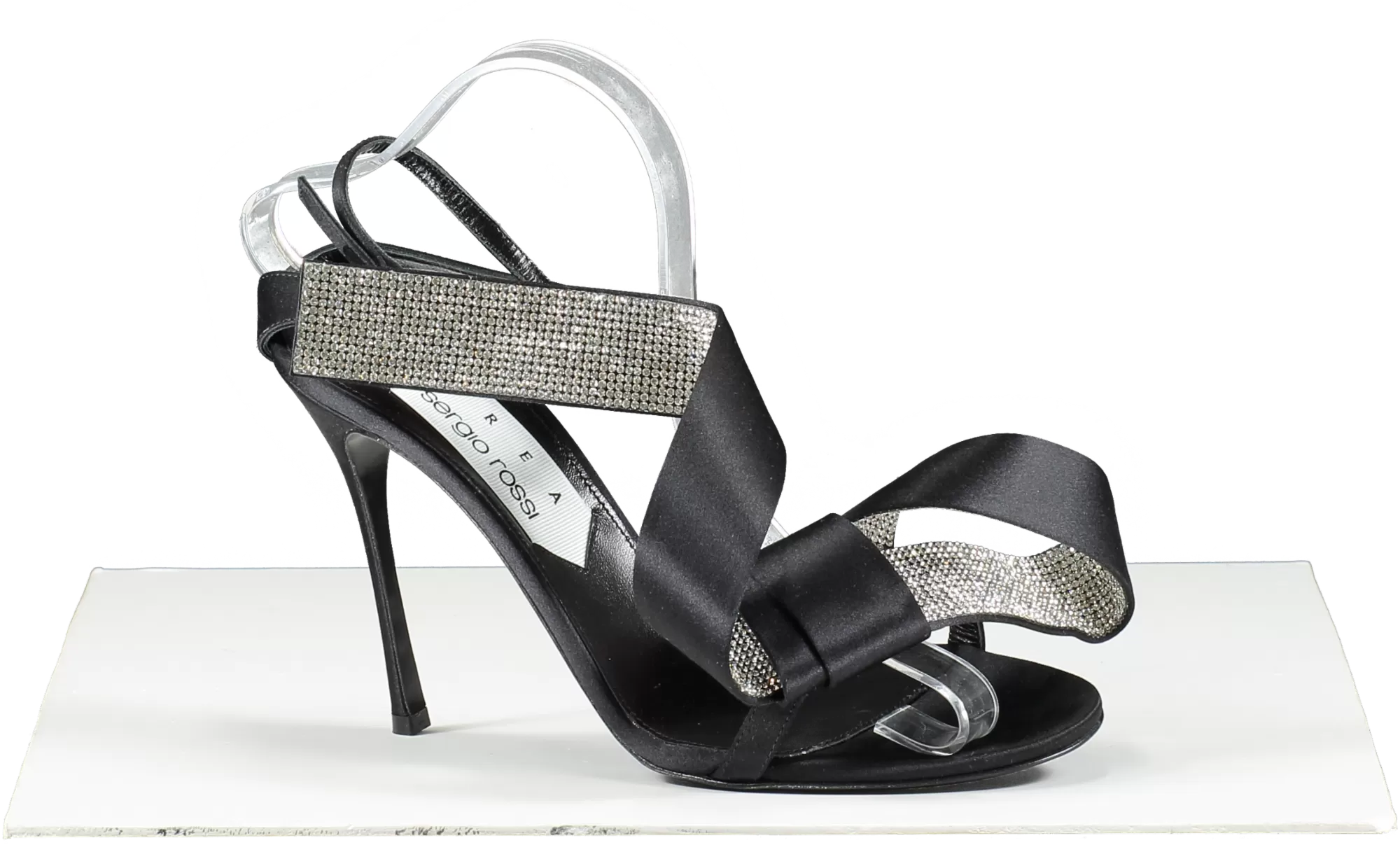 Sergio Rossi X Area Black Marquise Crystal-embellished Sandals UK 6 EU 39 👠