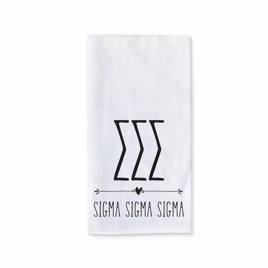 Sigma Sigma Sigma Sorority Kitchen Towel with Boho Design