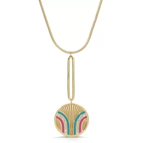 South Beach Pendulum Necklace - Teal/Fuchsia