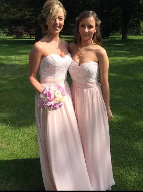 Stunning Sweetheart Floor-Length ?Pink Bridesmaid Dress