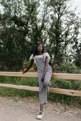 The Breigh Checkered Jumpsuit in Black   Cream