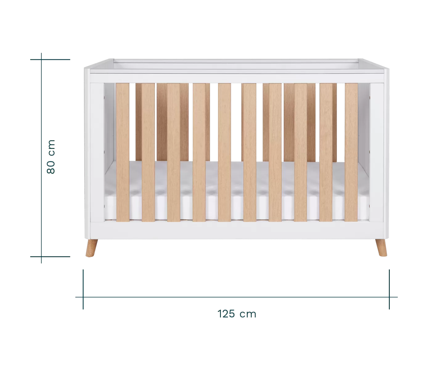 Tutti Bambini Fika Mini Cot Bed - White/Light Oak