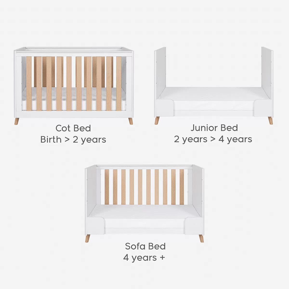 Tutti Bambini Fika Mini Cot Bed - White/Light Oak