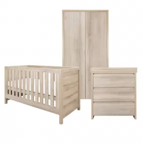 Tutti Bambini Modena 3 Piece Room Set (Cot Bed, Changer, Wardrobe) Oak