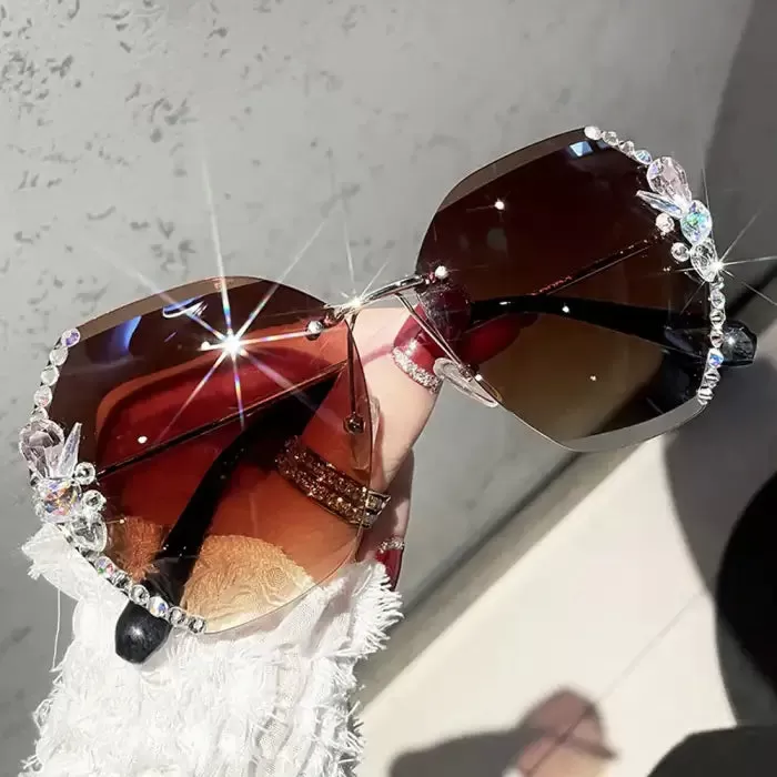 Vintage Rhinestone Gradient Lens Sun Glasses