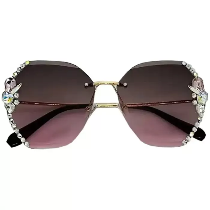 Vintage Rhinestone Gradient Lens Sun Glasses