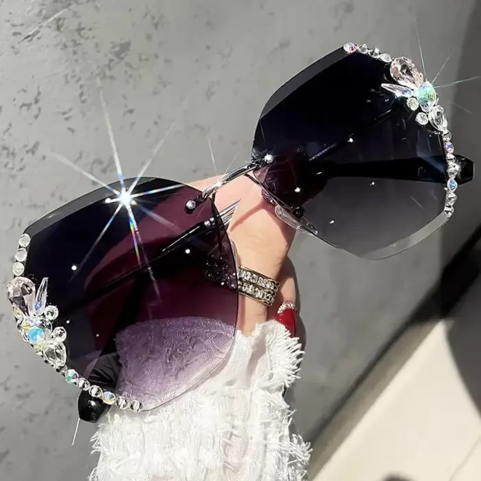 Vintage Rhinestone Gradient Lens Sun Glasses