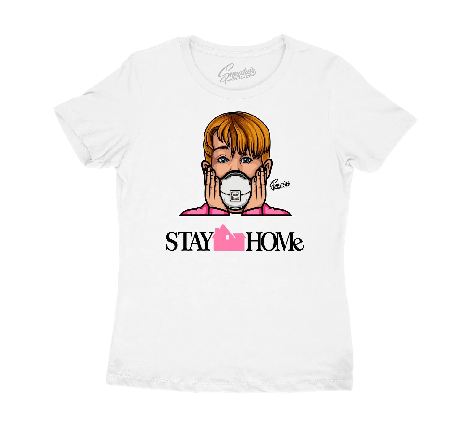 Womens Pinksicle 8 Shirt - Stay Home - White