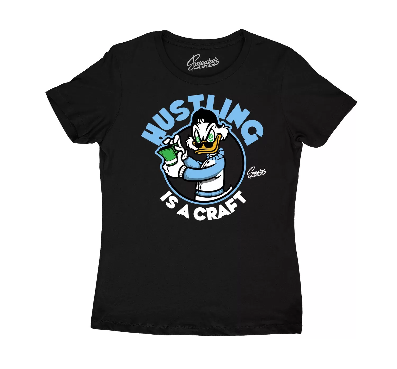 Womens University Blue 9 Shirt - Hustling - Black