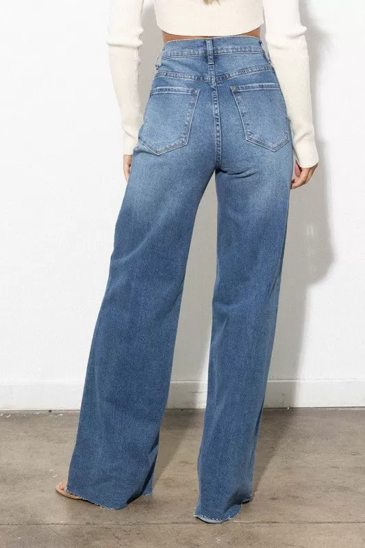 Wren Criss Cross High Waisted Wide Leg Jeans [online exclusive]