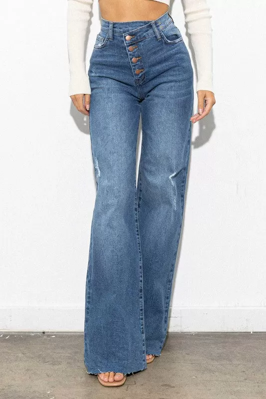 Wren Criss Cross High Waisted Wide Leg Jeans [online exclusive]