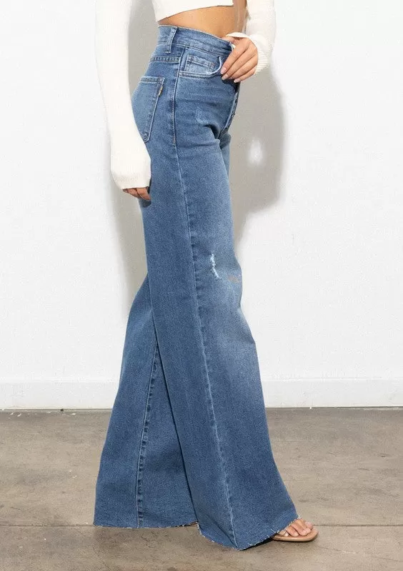 Wren Criss Cross High Waisted Wide Leg Jeans [online exclusive]