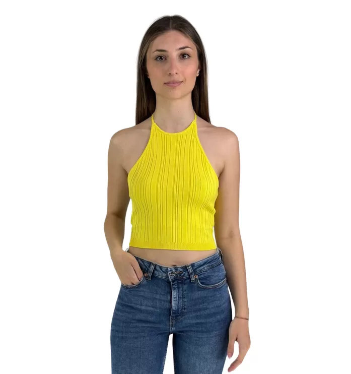 XT Studio America ribbed top tank top for women. Acid yellow colour