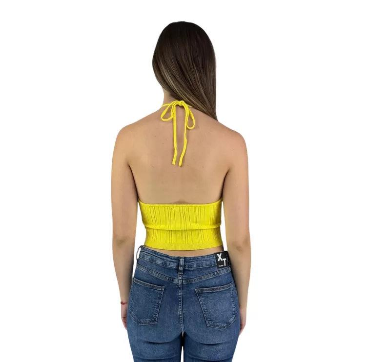 XT Studio America ribbed top tank top for women. Acid yellow colour