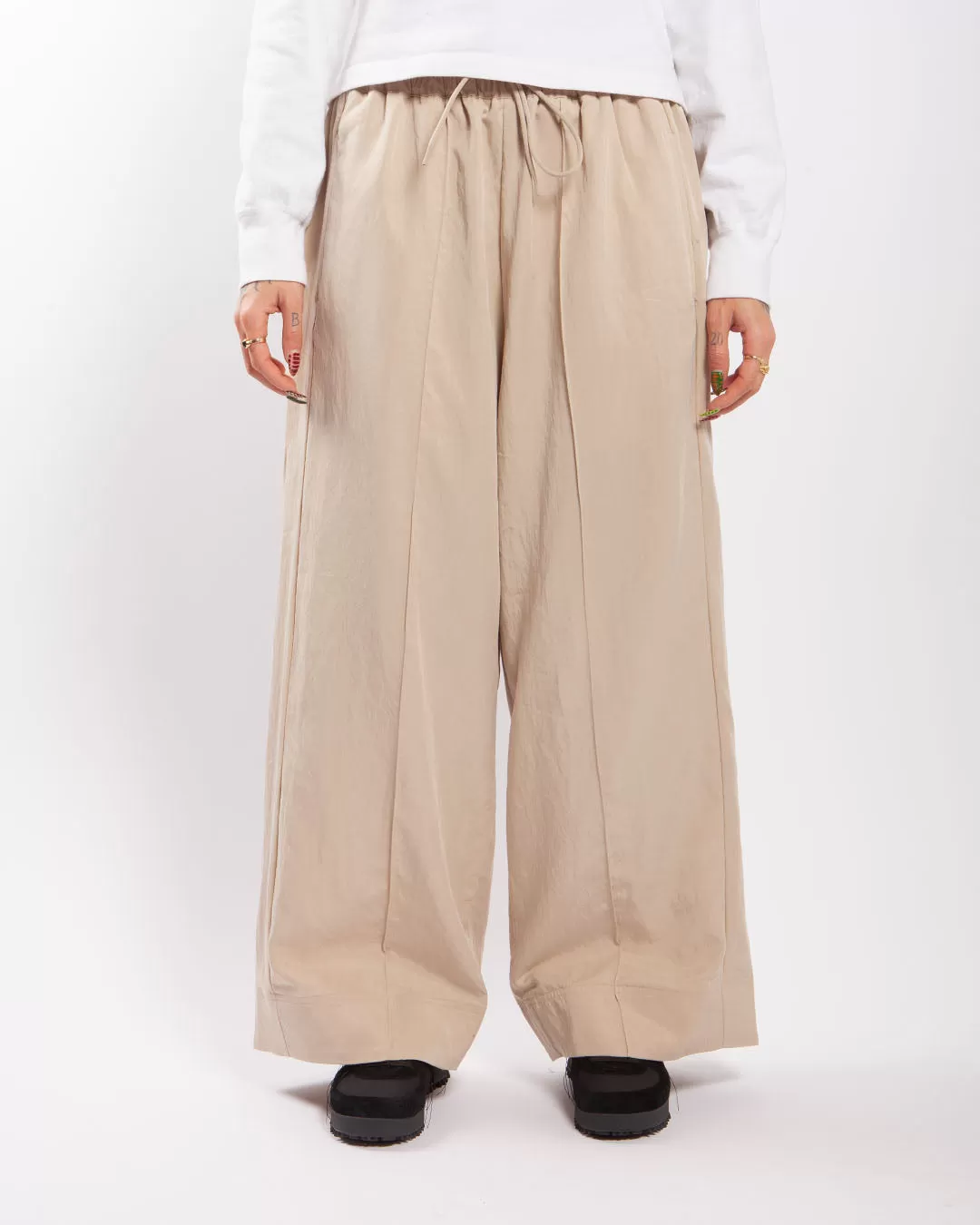 Y-3 Crinkle Twill Wide Leg Pants Clay Brown