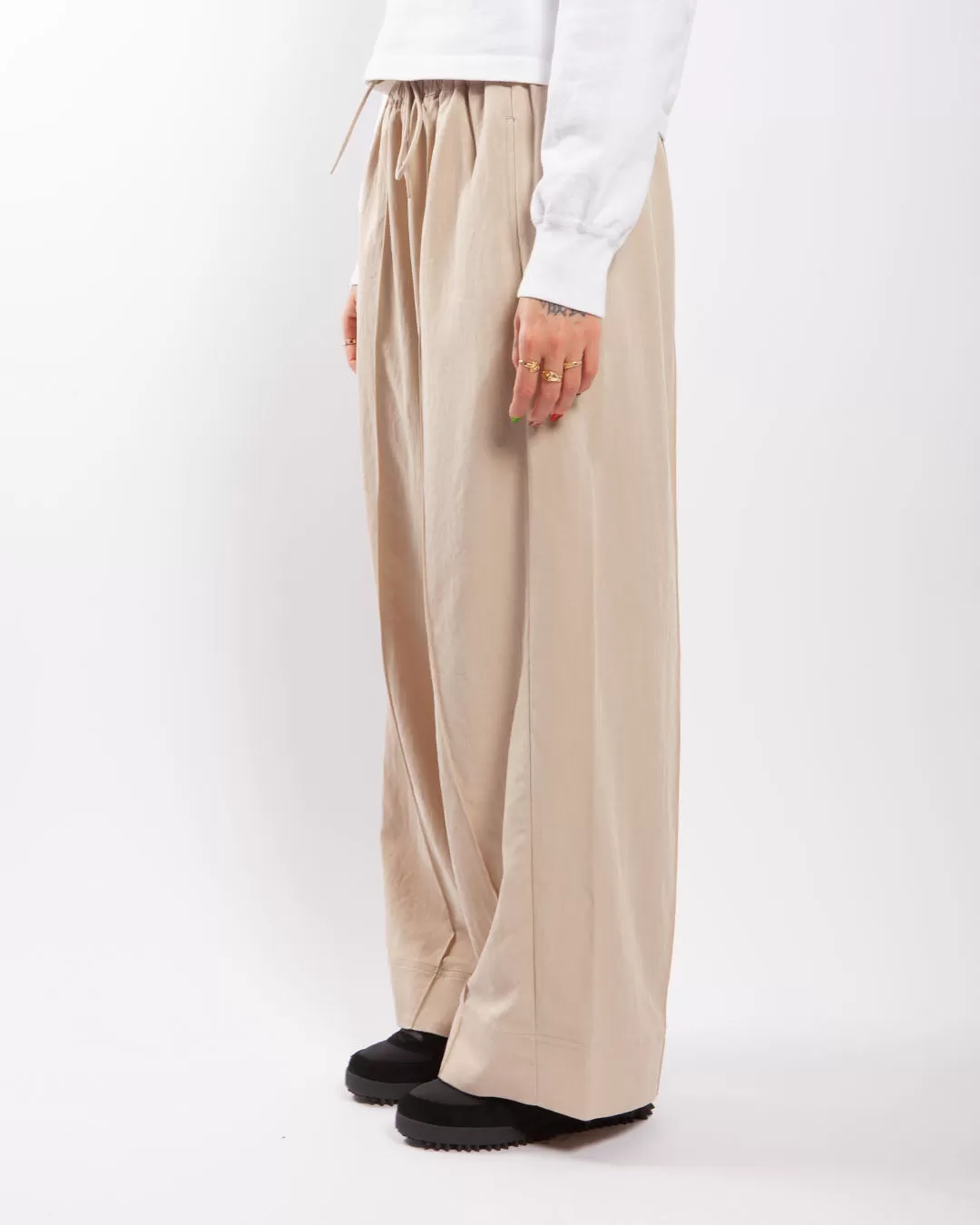 Y-3 Crinkle Twill Wide Leg Pants Clay Brown