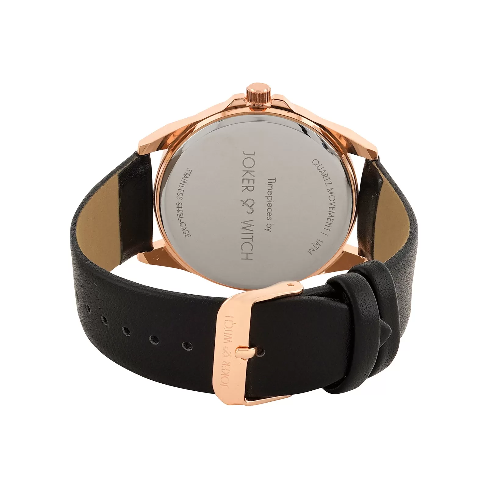 Zonda Rosegold Black Leather Strap Watch